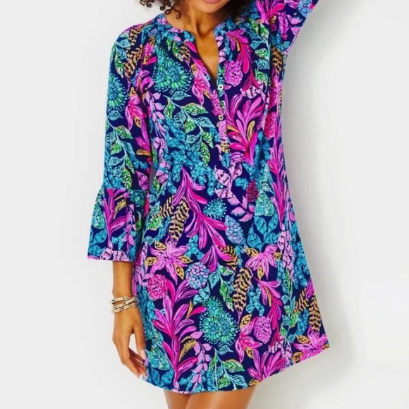 Lilly Pulitzer Norris 3/4 Sleeve Dress – Calypso Coast – NWT Size L - Picture 3 of 10